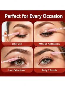 10pcs/1pc Christmas Eyelash Brushes – Suitable For Lash Extensions; Festive Eye Beauty Tools; Small Gifts For Christmas Parties; Reusable, Portable Eyebrow Brushes; Stocking Stuffers Featuring Santa And Snowflake Designs. - Multicolor - View 6