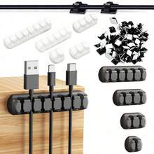 5PCS 1/2/3/4/5/7 Hole Silicone Plastic Cable Organizer Key Clip, Halloween Atmosphere Light Strip Fixing Clip Student Dorm Ghost Bat Pumpkin Light String Cable Organizer (Battery Not Included), Bedroom Study Desk Wire Holder, Strong Adhesive Cable Clip Organizer For Organizing USB Cables/Power Cords/Wires In Home Office And Car - Multicolor - View 6