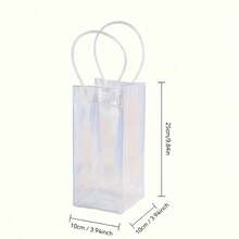 1/12pcs PVC Handheld Ice Bucket, Transparent Ice Bucket, Portable Ice Bucket With Handle, Portable Wine Cooling Bucket With Handle, Transparent PVC Wine Gift Bag, Suitable For Wedding Party, Can Hold Champagne, Beer And White Wine - Clear - View 3