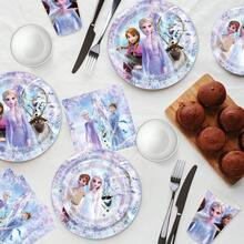 Disney Ice & Snow Theme Party Tableware Set, Disposable Paper Plates, Cups, Napkins, Winter Ice & Snow Party Decorations, Suitable For Celebrations And Gatherings - Multicolor - View 4