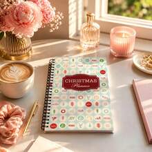 1Pc A5 Spiral Bound Christmas Planner Notebook, Vintage Winter Holiday Icon Print, Seasonal Task & Gift Tracker Journal - A5 - View 3