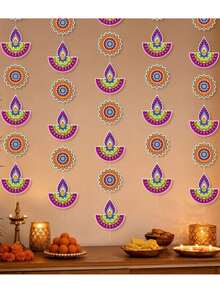 6pcs/1pc Diwali Hanging Garland Hollow String Bunting Home Wall And Porch Background Props Diwali Festival Scene Atmosphere Decoration Party Backdrop Home Decor - Multicolor - View 5