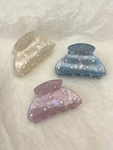 1pc Starry Rhinestone Claw Clip For Women, Half-Claw Hair Claw, Elegant High Ponytail Fixing Hair Clip - Multicolor - View 9