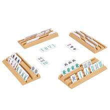Portable Mahjong Rack Set 4 Tile Holders Storage Bags Tile Organizer Home - Black - View 8
