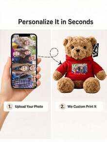 Custom Photo Teddy Bear Personalized Stuffed Animal Cute Plush Toy Gift For Kids Children Couples Birthday Christmas - Multicolor - View 4