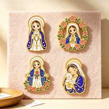 Virgin Mary Enamel Pin Set, Cute Cartoon Religious Lapel Brooches, Christian Faith Badge For Backpack Jacket Hat, Lovely Jewelry Gift For Believers - Multicolor - View 2