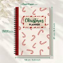 1Pc A5 Christmas Planner Journal, Spiral Bound Notebook, Festive Candy Cane Pattern, Seasonal Organizer For Home & Office - A5 - View 2