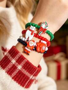 30Pcs Children Christmas Beaded Bracelet Box, Random Color, Kids Party Favors & Christmas Gifts - Multicolor - View 5