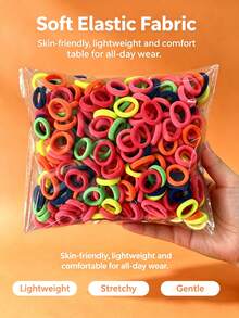 300pcs Girls Colorful Nylon Hair Bands, Simple Basic Elastic Hair Ties, Suitable For Students Ponytail Holder, Applicable For Daily And Party Wear. - Mixed color - View 15