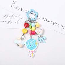 Creative Dopamine Colored Bead Keychain, Three-Dimensional Lollipop Bow Pendant, Cute Girl Bag Pendant - Multicolor - View 6