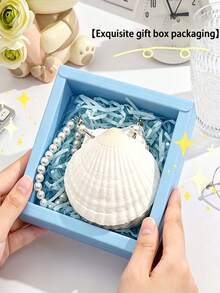 Blank Inner Pages Creative Sea Breeze Shell Notebook Planner, Exquisite Gift Box, Portable Notebook Gift With Pendant - Multicolor - View 3