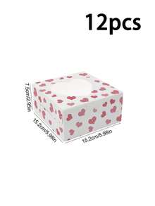 Kotak Kado Kertas Jendela Hati Romantis 4pcs/12pcs/24pcs dengan Desain Cetak Transparan Berkualitas Tinggi, Kemasan Penyimpanan untuk Liburan & Pesta - View 12