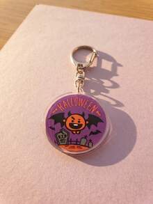 1pc/6pcs Cute Halloween Spook Acrylic Keychains, Halloween Costume Round Badge Pattern Pendant, Backpack And Car Key Accessories, K-Pop Fan And Halloween Gift, Back To School, Gift For K-Pop Fans, Gift For Friends, Halloween Exquisite Collection - Multicolor - View 12