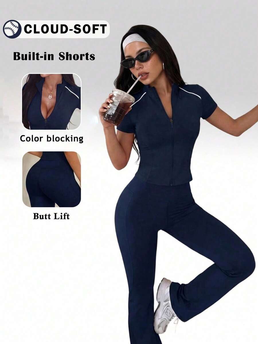 Complete Set Pants, Balancing Minimalist Elegance And Understated Luxury Sports Summer - Navy Blue - View 1
