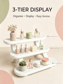 1pc Jewelry Storage Tray, 3-Tier Plastic Layered Storage Rack, Cosmetic Desktop Display Stand, Suitable For Bedroom, Bathroom, Vanity, Living Room, Office, Home Storage, Bathroom Accessories, Kitchen Accessories, Decorative Ornament, Halloween, Christmas Gift Best Choice For Friends - Multicolor - View 8