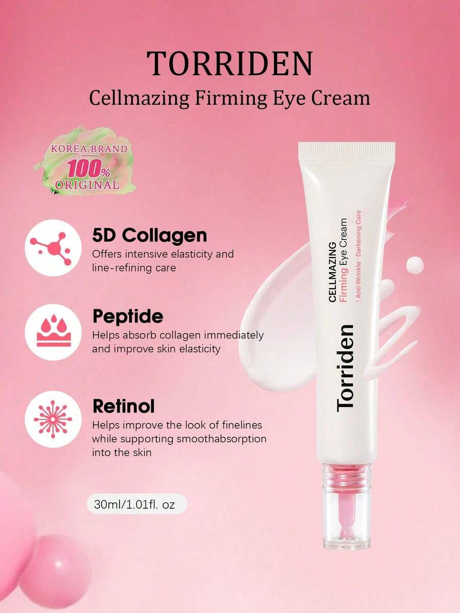 Torriden Cellmazing Firming Eye Cream 30ml,Targets Wrinkles, Puffiness & Dark Circles. Boosts Elasticity And Brightness With Lightweight, Fast-Absorbing Hydration. For All Skin Types.