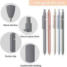 5pcs Neutral Pens (0.5mm Tip), Retractable, Quick-Drying Black Ink, Fine Tip, High Quality, Cute Design, Smooth Writing, Elegant Body, Comfortable Grip, Suitable For School And Office Use. - Multiple Styles - View 5