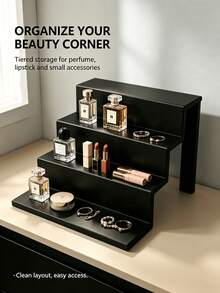 4‑Tier Step Display Rack, Modern Countertop Perfume Lipstick Organizer, Minimalist Vanity Storage Shelf For Dresser - Multicolor - View 12