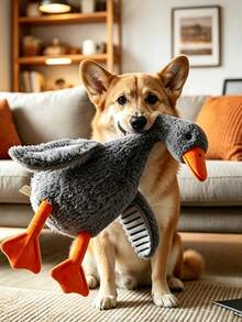 1pc Soft Duck Plush Pet Doll, White Gray Brown Color, Suitable For Cats And Small To Medium Dogs, Pet Companion Doll, Helps Pets Play And Burn Energy, Cat Dog Stress Relief Chew Doll, Halloween Christmas Pet Interactive Doll, Holiday Pet Costume Accessory, Pet Daily Supplies, Pet Holiday Gift, Halloween Pet Supplies, Christmas Pet Accessories, Autumn New Arrival, Pet Play Accessory - Multicolor - View 13
