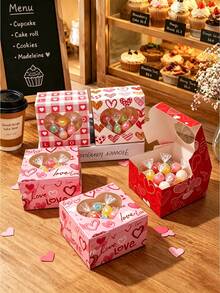 5pcs/10pcs/12pcs/24pcs Romantic Heart‑Window Paper Gift Boxes High‑End Printed Viewable Design Holiday & Party Favor Packaging Storage Cases - View 1