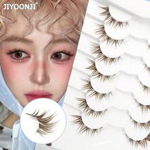7 Pairs Of Fox Eye Style Natural, Long And Wispy False Eyelashes, Suitable For Daily And Party Makeup, Cat Eye And Fairy Style False Eyelashes, Create A Glamorous Look - Brown - View 10