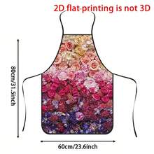 1pc Gradient Colorful Rose Floral Print Apron, Featuring Pink, Purple, Red Multi-Layered Rose Pattern, Durable Cooking Apron Suitable For Bakers, Cake Decorators, BBQ Enthusiasts, Gardeners, Painters, Nail Artists - Perfect Gift For Home And Professional Chefs - Multicolor - View 13
