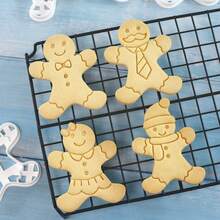 MIANXIAOXIN 1 Pc/4 Pcs Gingerbread Man Cookie Cutters 3D Embossing Press Biscuit Molds Christmas Man Shaped Fondant DIY Baking Tools For Holiday Party - Multicolor - View 5