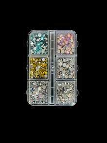 1PC 6-Grid 6-Color Round Flat-Back Rhinestones Assorted Sizes For Nail Art, Handmade DIY, Suitable For Christmas, New Year, New Year's Day And Other Holiday Occasions - Multicolor - View 15