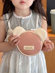 Children's Fashion Crossbody Bag, Cute, Gentle, Fresh, Minimalist Round Bag - Pink - View 3