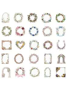 50pcs Vintage Floral Border Transparent Stickers, Scrapbooking Supplies ...