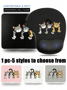 Fun Cat Pattern Mouse Pad With Cute Cat Design, Ergonomic EVA Wrist Rest, Non-Slip Memory Foam Mouse Pad, Comfortable Skin-Friendly Desktop Support Pad, Suitable For Office Computer And Laptop, Lightweight And Portable, Perfect For Campus, Office Supplies, Valentine's Day Gift, Christmas And Halloween Gift For Your Loved Ones - View 1