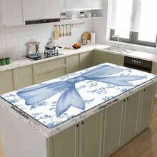 1pc Christmas Series Light Blue Bow & Floral Pattern Coffee Bar Mat, Diatomaceous Earth Soft Bottom Drainage Mat, Soft Rubber Absorbent Wear-Resistant Dish Drying Mat, Countertop Table Mat For Kitchen, Restaurant, Patio, Home Kitchen Decor - Multicolor - View 15