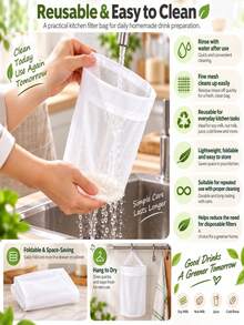 Strainer Filter, Fabric Filter Bag, Modern White Multi-Functional Kitchen Mesh Bag, Reusable Fine Mesh Nylon Filter Bag For Brewing, Nuts, Soy Milk, Milk - Easy To Filter And Strain Kitchen Tool, Reusable Fine Mesh Nylon Filter Bag For Brewing And Nut Milk, Random Color And Style - Multicolor - View 5