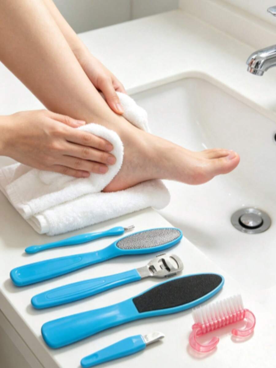 Pedicure Tool Set Stainless Steel Foot File Exfoliating Foot Scraper Callus Remover Dead Skin Remover Foot Brush Foot Rasp Tool - Multicolor - View 1