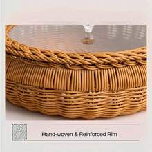 2 Pack Clear Lid Storage Baskets, Round Woven Plastic For Pantry Organization - Brown - View 9