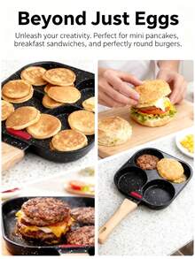 1pc Multi-Function Breakfast Pan, 4-Cup Egg Pan, Non-Stick Flat Bottom, Suitable For Induction Cooktop And Open Flame, Perfect For Frying Eggs, Bacon And Burgers - View 3