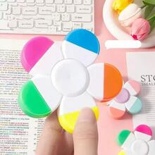 1pc 5-Color Highlighter, Fluorescent Marker, Fun Stress Relief, Eye-Protection Color Marker, Key Point Marking Pen, Student Supplies, Planner Pen, Square Tip, Non-Bleeding, Suitable For Student Classroom Marking And Underlining - Colorful Set - View 5