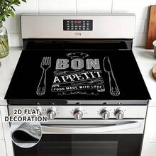 (Hot !!) 1pc 2D Tableware Pattern, Flat Stove Protector Mat And Non-Slip Heat-Resistant Rubber Stove Cover Pad Suitable For Induction Cooktop, Glass Stove And Multi-Functional Anti-Scratch Mat, Also Best Choice For Oven, Washing Machine, Dryer And Kitchen Decoration. - Multicolor - View 2