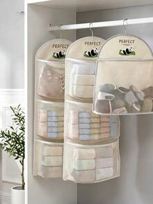 2pcs/3pcs Hanging Closet Storage Bag, Children's Socks Storage, Adult Socks Storage: Scientific Partitioning, Say Goodbye To Clutter, Convenient For Categorized Storage, Let Every Item Have Its Own Place, Avoid Mutual Compression And Tangling, Both Hygienic And Tidy; Suitable For Student Dorms/Shared Living Spaces With Limited Space: The Drill-Free Hanging Design Does Not Damage The Wall, For Those Who Move Frequently And Live In Compact Rental Spaces - The Product Does Not Take Up Space/Easy To Carry, It Is A Burden-Free Storage Tool - Multicolor - View 11