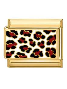 1pc Or 2pcs 9mm Gold-Plated Stainless Steel Italian Style Beaded Chain, Leopard Print Epoxy Resin Modular Bracelet Pendant, DIY Women's Jewelry Beads - Multicolor - View 18
