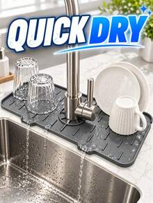 Faucet Splash Guard Drain Mat Pad Thick Sink Absorbent Drip Mat Dish Soap Sponge Holder Drip Catcher Drying Tray Mat Household House Home Decor Apartment Dorm Laundry Washroom Toilet Coffee Bar Gadgets Kitchen Utensils Bathroom Essential Accessories - A - View 4