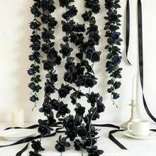 1/3pcs Artificial Rose Vine Wedding Venue Decoration, Home Bedroom, Living Room, Bathroom Wall Hanging Decor, Outdoor Garden School Birthday Party Supplies, Valentine's Day Decoration, New Year, Valentine's Day Gift, Graduation Ceremony - Black - View 10