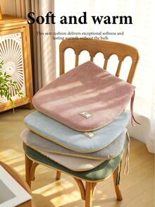 1pc Fan-Shaped Thickened Dining Chair Seat Cushion With Tie Straps Anti-Slip, Machine Washable Cover, Multiple Colors Available, 17"*18", Suitable For Solid Wood Dining Chairs, Casual Dining Stools, Study Computer Chairs, Upholstered Dining Chairs - Baby Pink - View 5