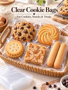 Transparent Multi-Size Self-Sealing Plastic Baking Bags, Reusable Plastic Bags Suitable For Cookies, Candies, Baked Goods, Party Favors Packaging - Multicolor - View 3