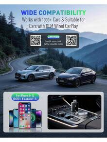 Wireless CarPlay Adapter For IPhone, 2026 Upgraded 2-In-1 Android Auto CarPlay Wireless Adapter, Convert Wired To Wireless, Fast Stable, Plug Play, Compatible With Factory Wired CarPlay Cars 2016+ - A - View 6