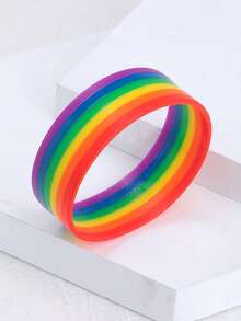 1pc Wide Men's 6-Layer Colorful Silicone Bracelet - Silicone Bracelet - View 1