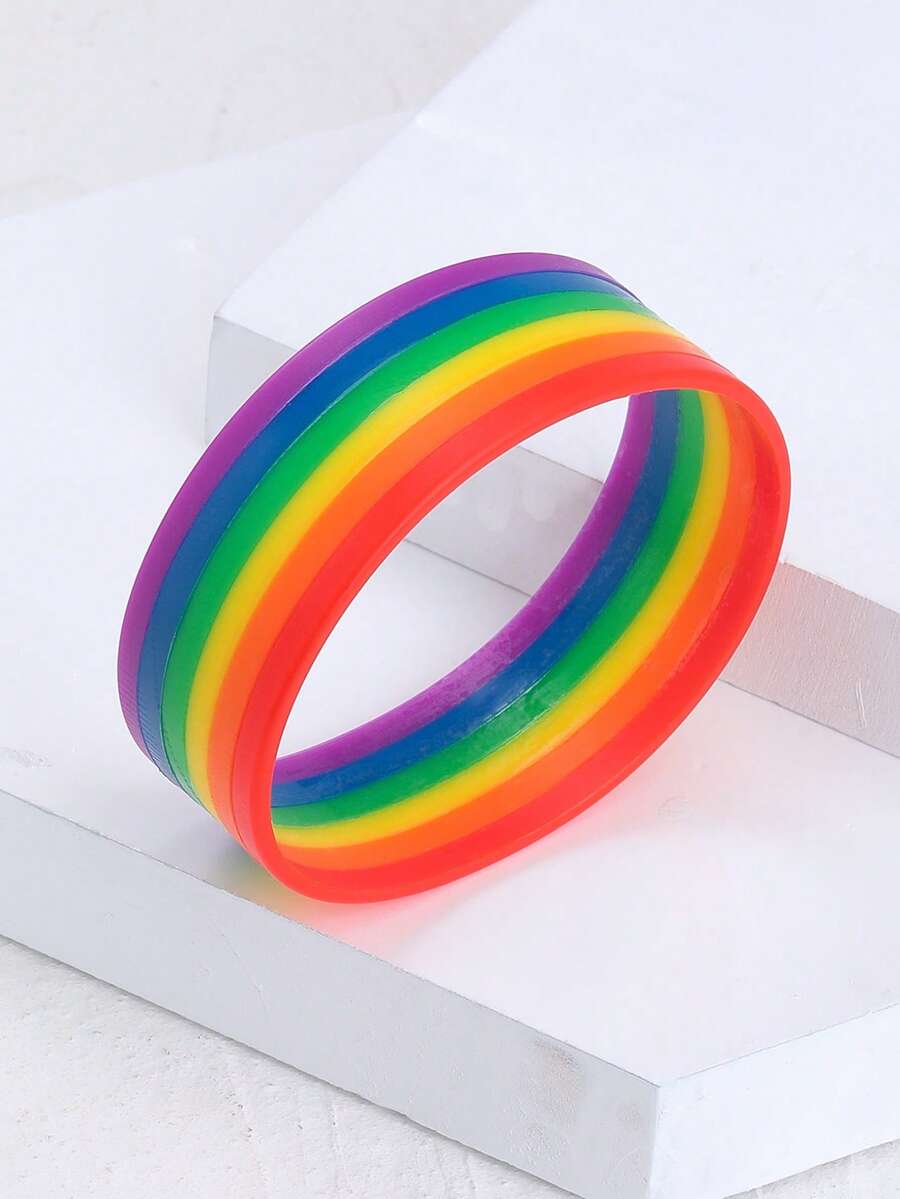 1pc Wide Men's 6-Layer Colorful Silicone Bracelet - Silicone Bracelet - View 1