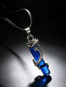 1pc Vintage Simple Dragon Pillar Pendant Necklace For Men - Antique Silver - View 9