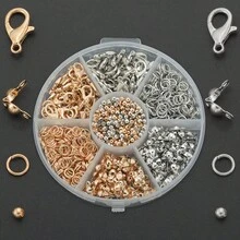 300pcs DIY Jewelry Clasps Connectors Set, 6-Compartment Box, Suitable For Braided Jewelry Making, Bracelets, Necklaces, Anklets, Open Jump Rings, Beaded Connectors, Bag Charms, Jewelry Accessories, Handmade Craft Materials - Accessory Set - View 9