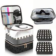 Nail Polish Storage Rack - Holds 60 Bottles (15ml - 0.5 Fl.Oz), Nail Polish Storage Rack With Tool Storage Bag, Double Layer Nail Polish And Nail Dryer Storage Rack - Black - View 7